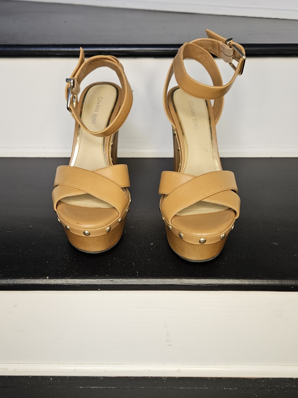 Gianni Bini Cognac Platform Ankle-Strap Sandals